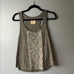 Hollister Gray Lace Detail Women's Tank Top